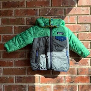 Patagonia Tribbles Green and Gray Puffer Jacket